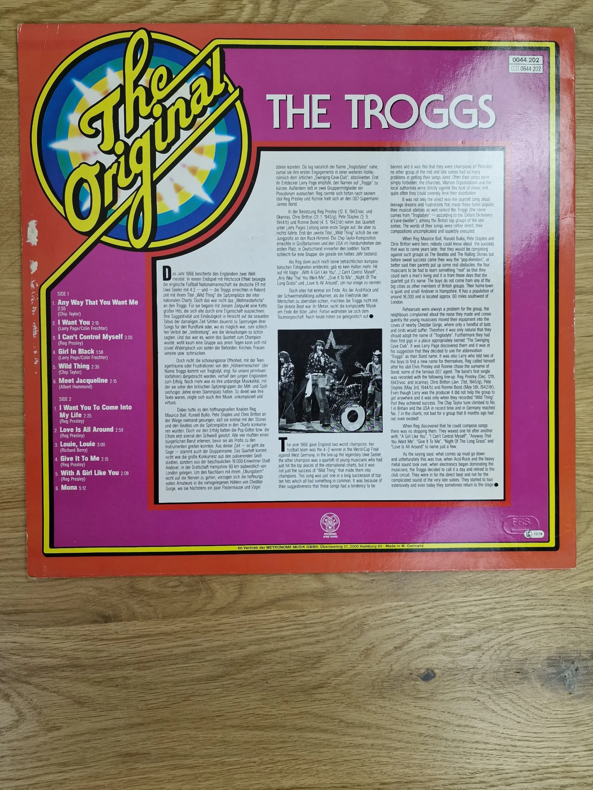 Rückseite der Schallplatte The Troggs The Original mit Trackliste
