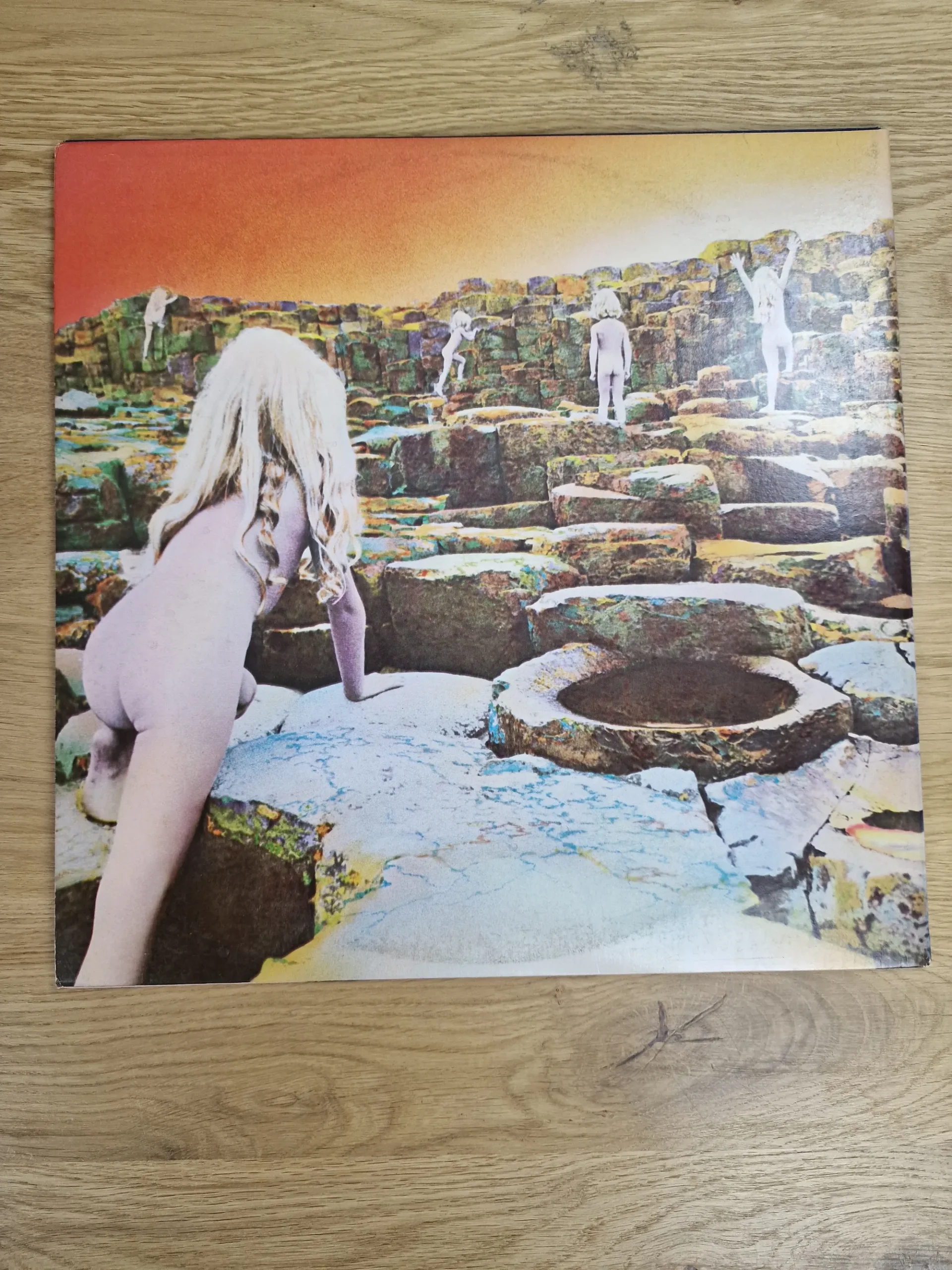 Rückseite des Klappcovers von Led Zeppelins Vinyl-Album Houses of the Holy