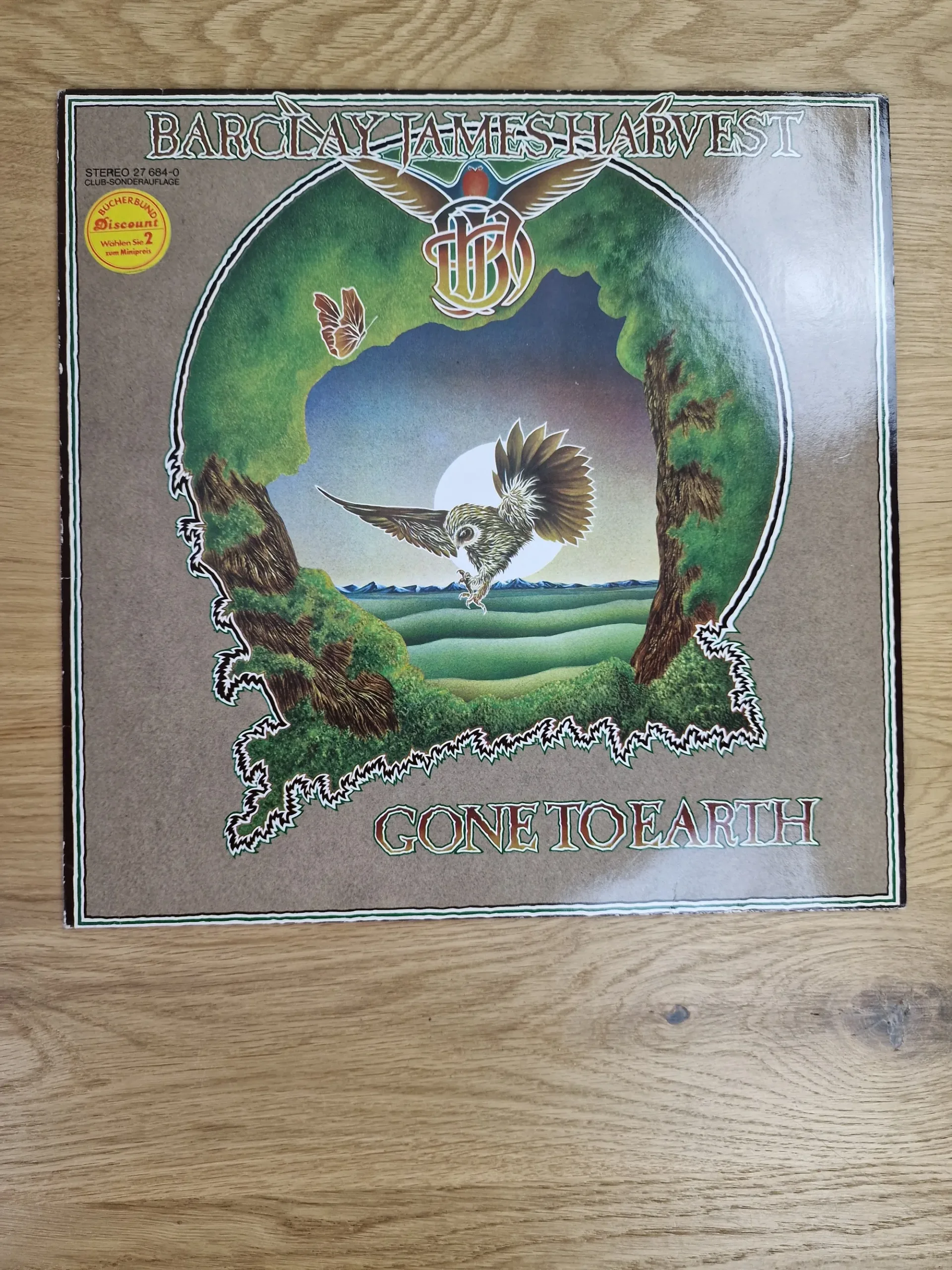 Barclay James Harvest – Gone To Earth (Vinyl LP, 1977, Club-Sonderauflage) 1 Vorderseite des Vinyl-Covers Barclay James Harvest Gone To Earth mit Eulen-Motiv