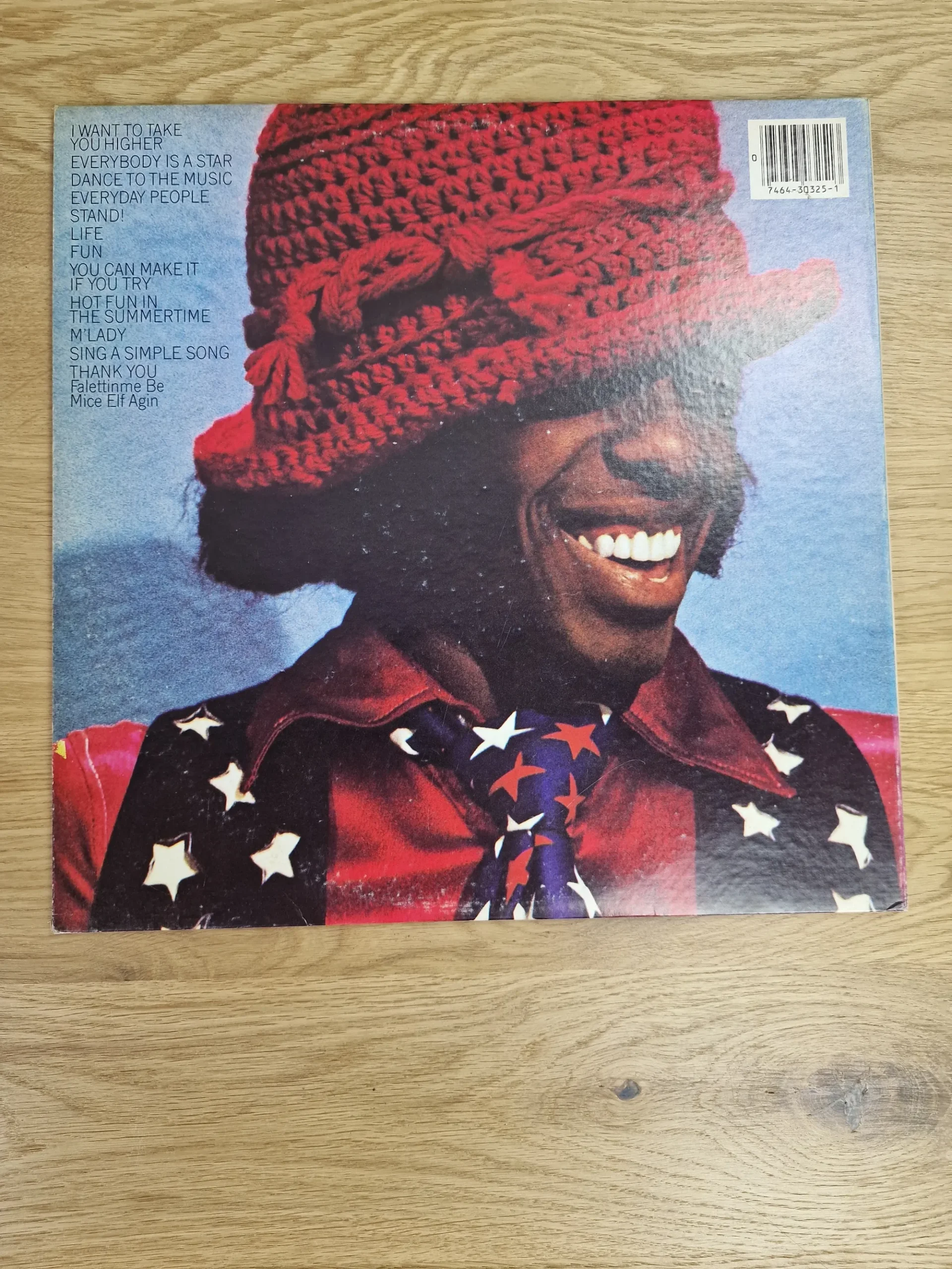 Rückseite der Schallplatte Greatest Hits von Sly and The Family Stone mit vollständiger Tracklist