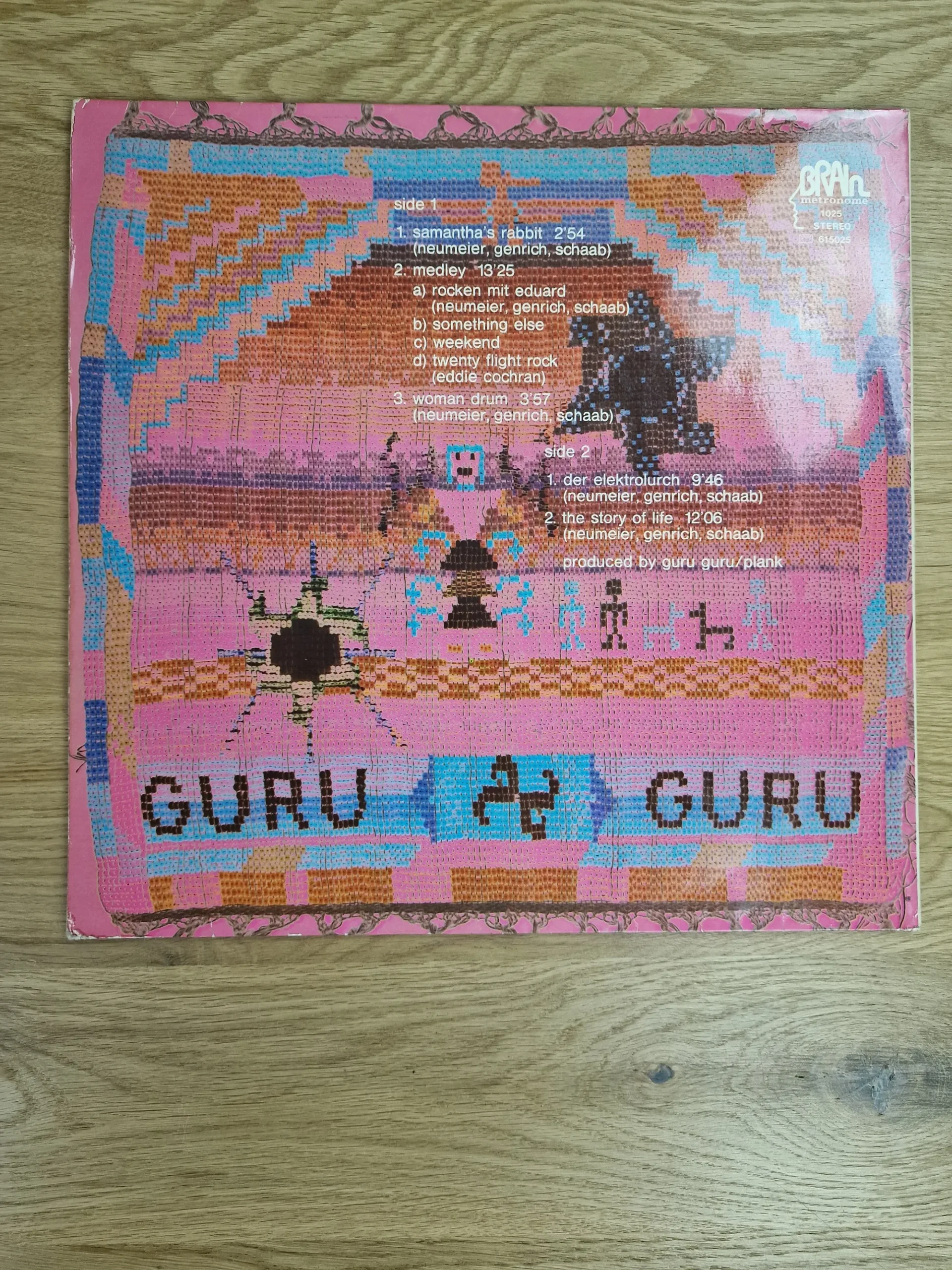 Rückseite der Guru Guru Schallplatte mit Tracklist inklusive Der Elektrolurch und Conny Plank Credit