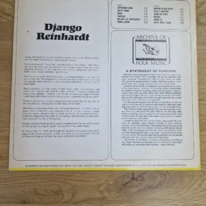Django Reinhardt – Archive of Folk Music Vintage Vinyl LP (FS-212)