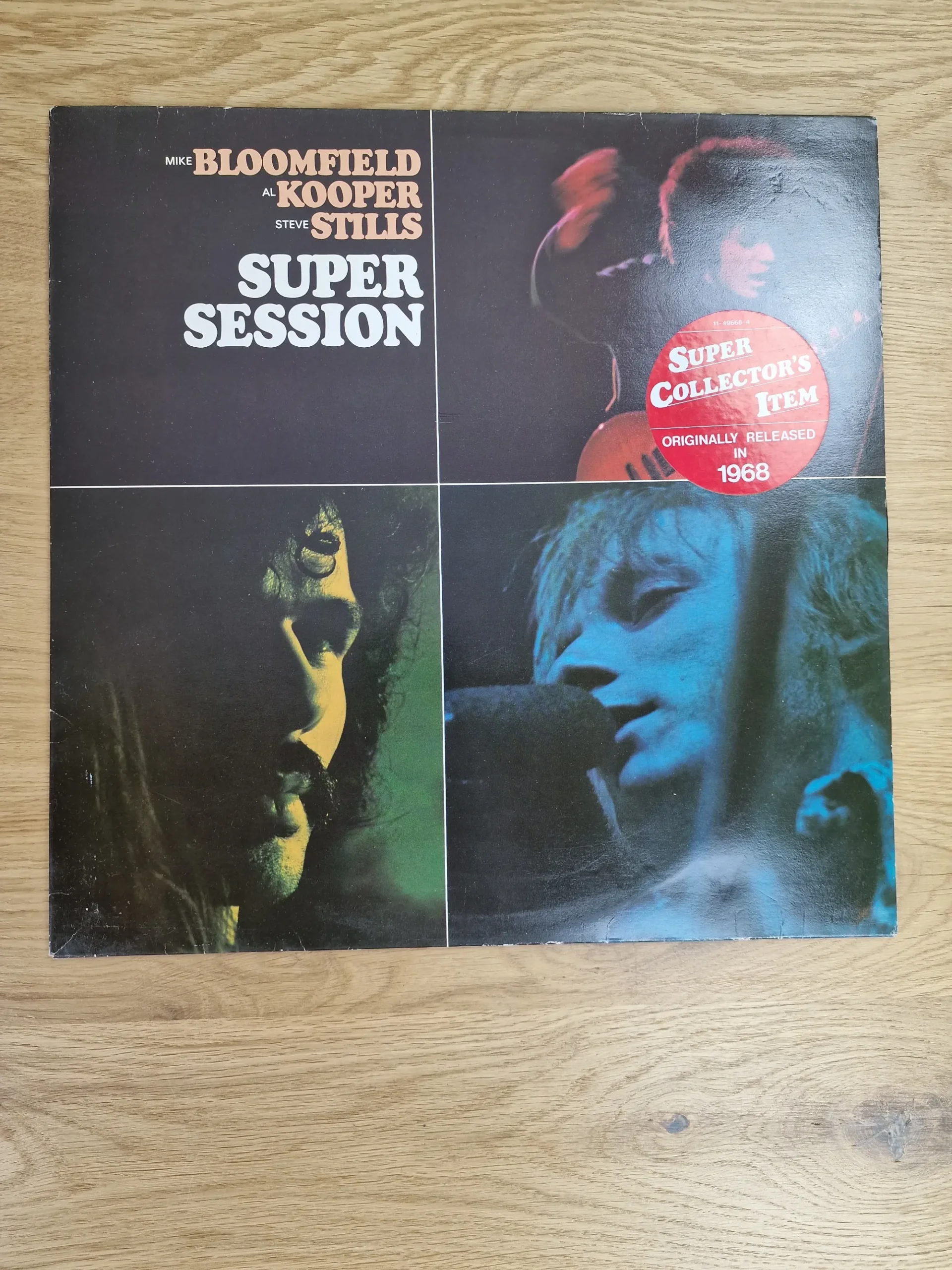 Vorderseite der Vinyl LP Super Session von Mike Bloomfield, Al Kooper und Steve Stills mit Collector Sticker