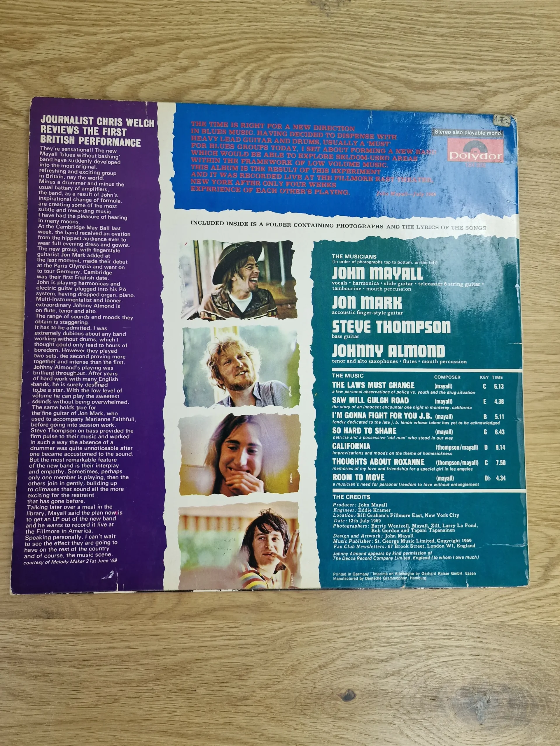 john-mayall-the-turning-point-vinyl-lp-backcover John Mayall The Turning Point Vinyl LP Cover Rückseite mit Tracklist und Liner Notes