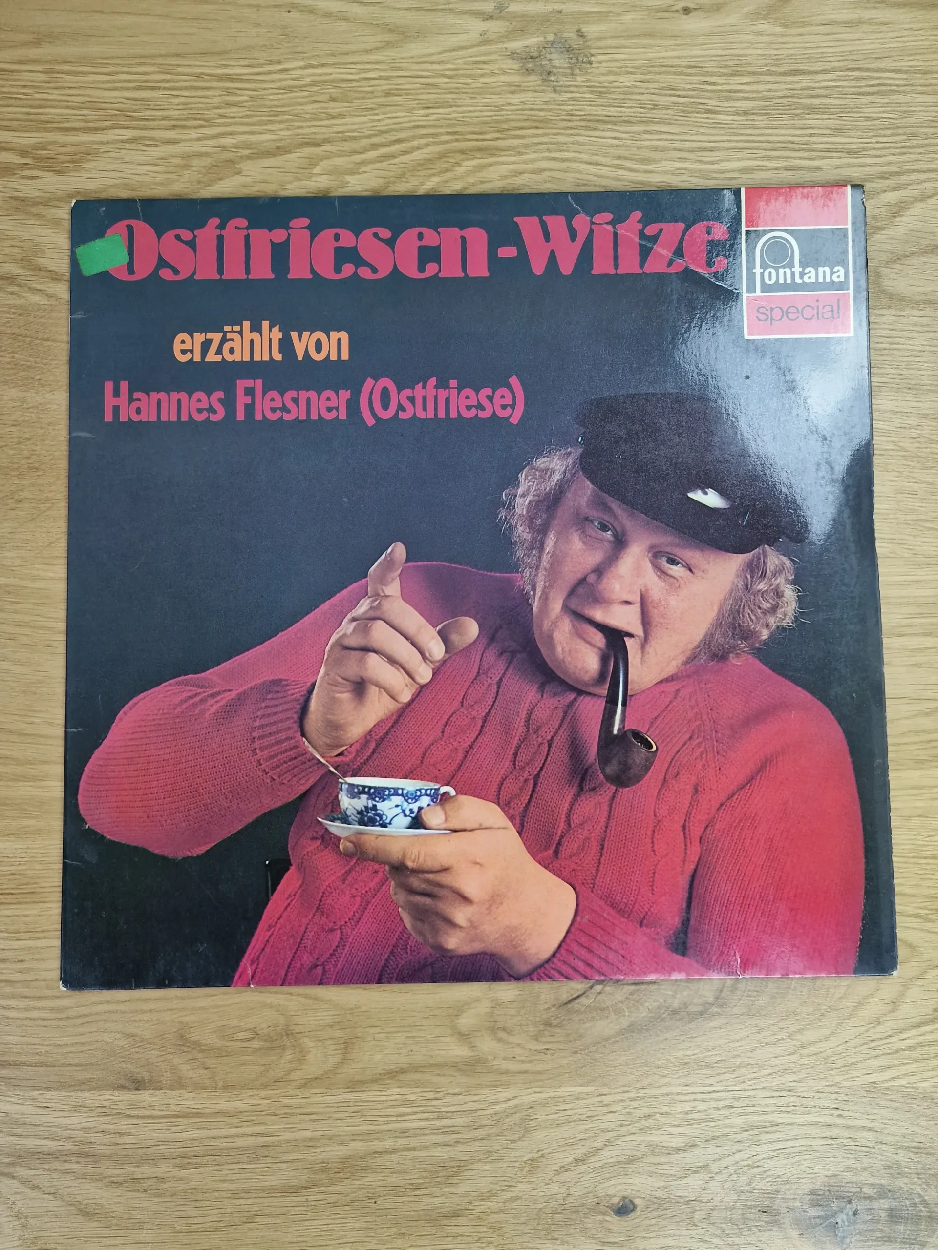Vorderseite der Vinyl-Schallplatte Ostfriesen-Witze erzählt von Hannes Flesner auf Fontana Special